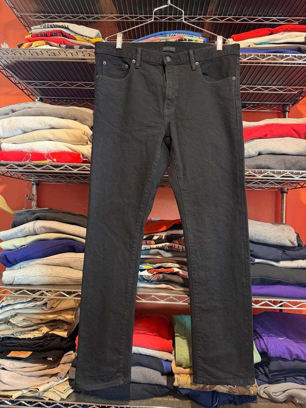 Uniqlo Jeans Slim Fit Black Denim Pants 32x28 stretch